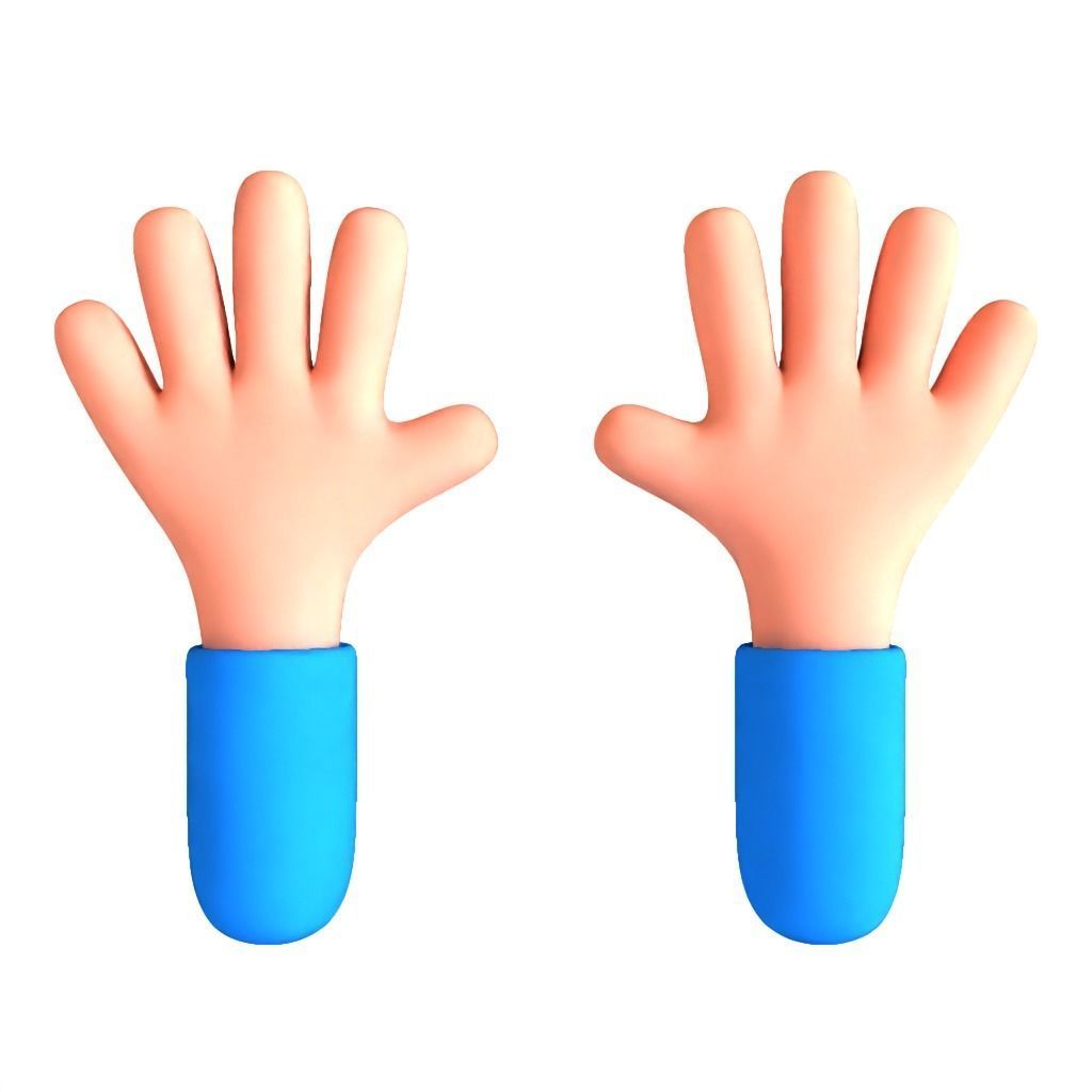 Cartoon Hand 5 Finger 3D model_3