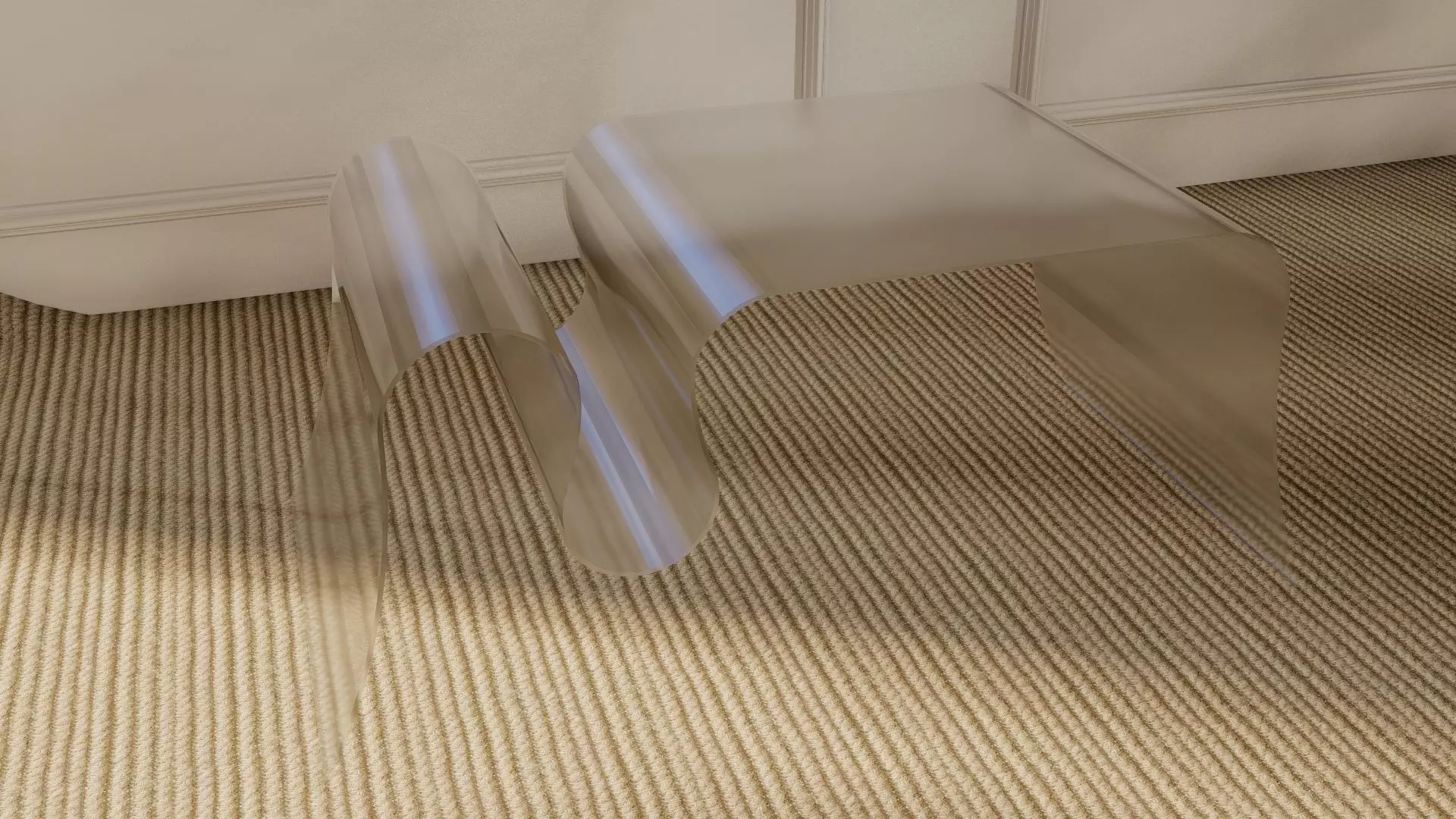 curved plexiglass table Low-poly 3D model_0