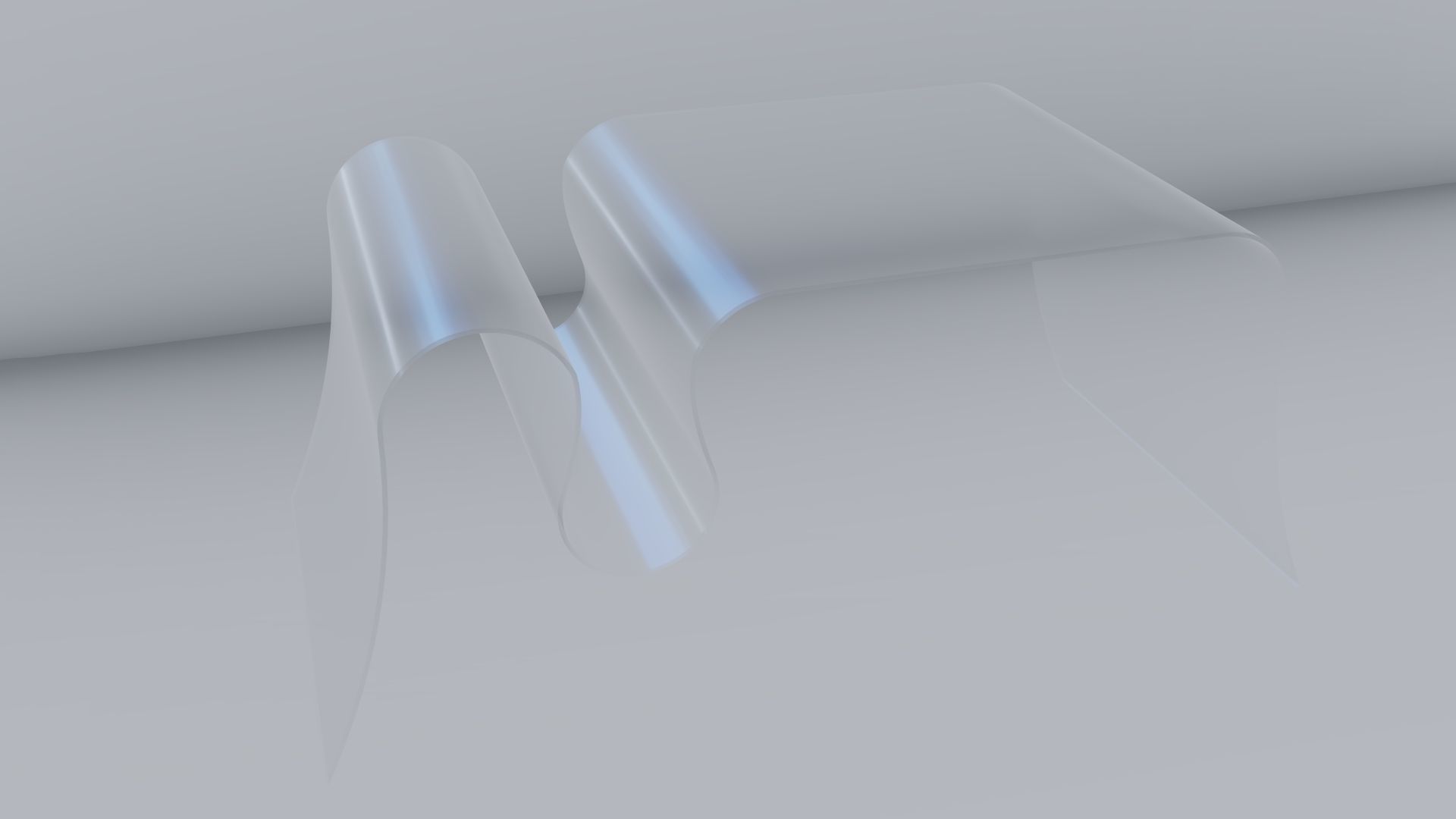 curved plexiglass table Low-poly 3D model_1