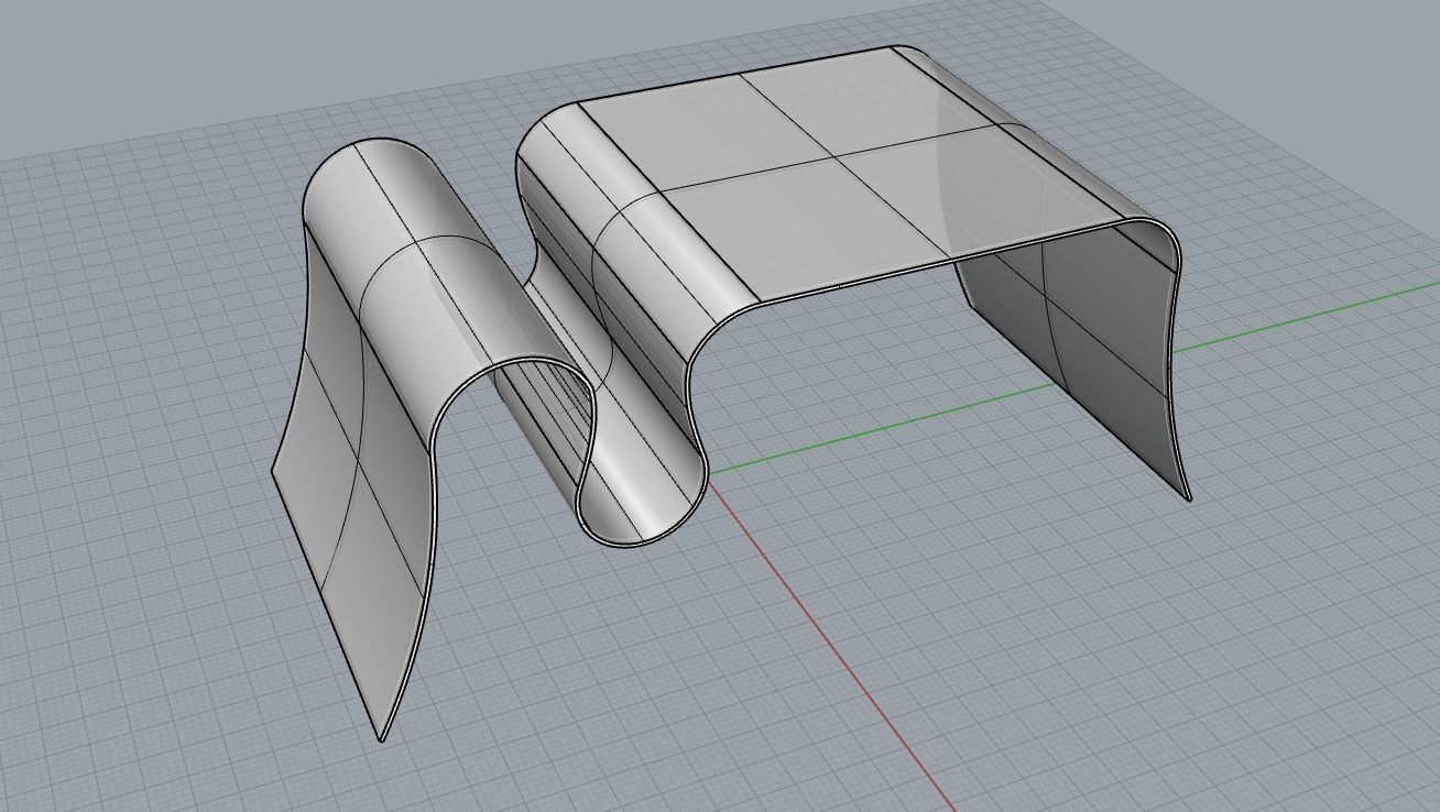 curved plexiglass table Low-poly 3D model_2