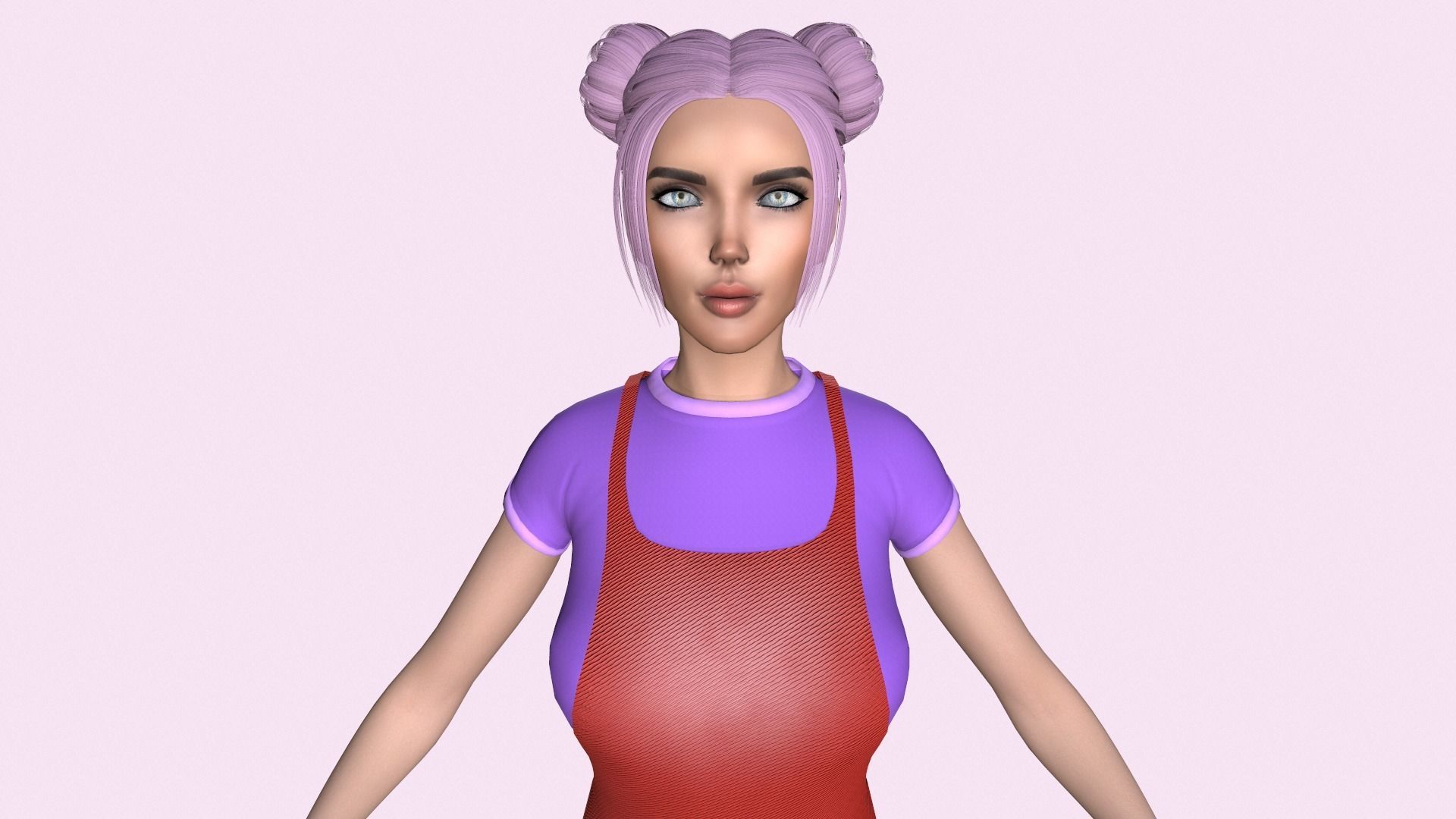 Maya Modular Girl 7 Low-poly 3D model_5