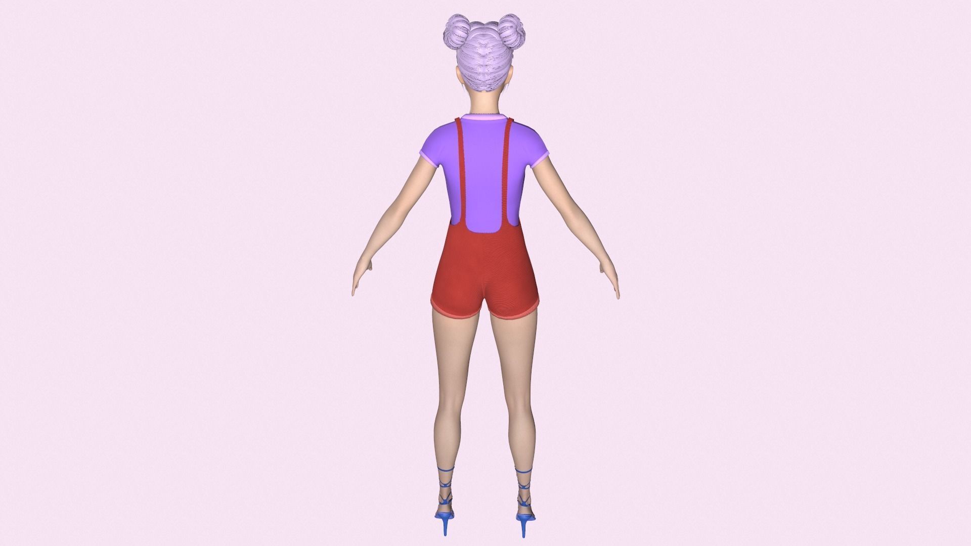 Maya Modular Girl 7 Low-poly 3D model_3