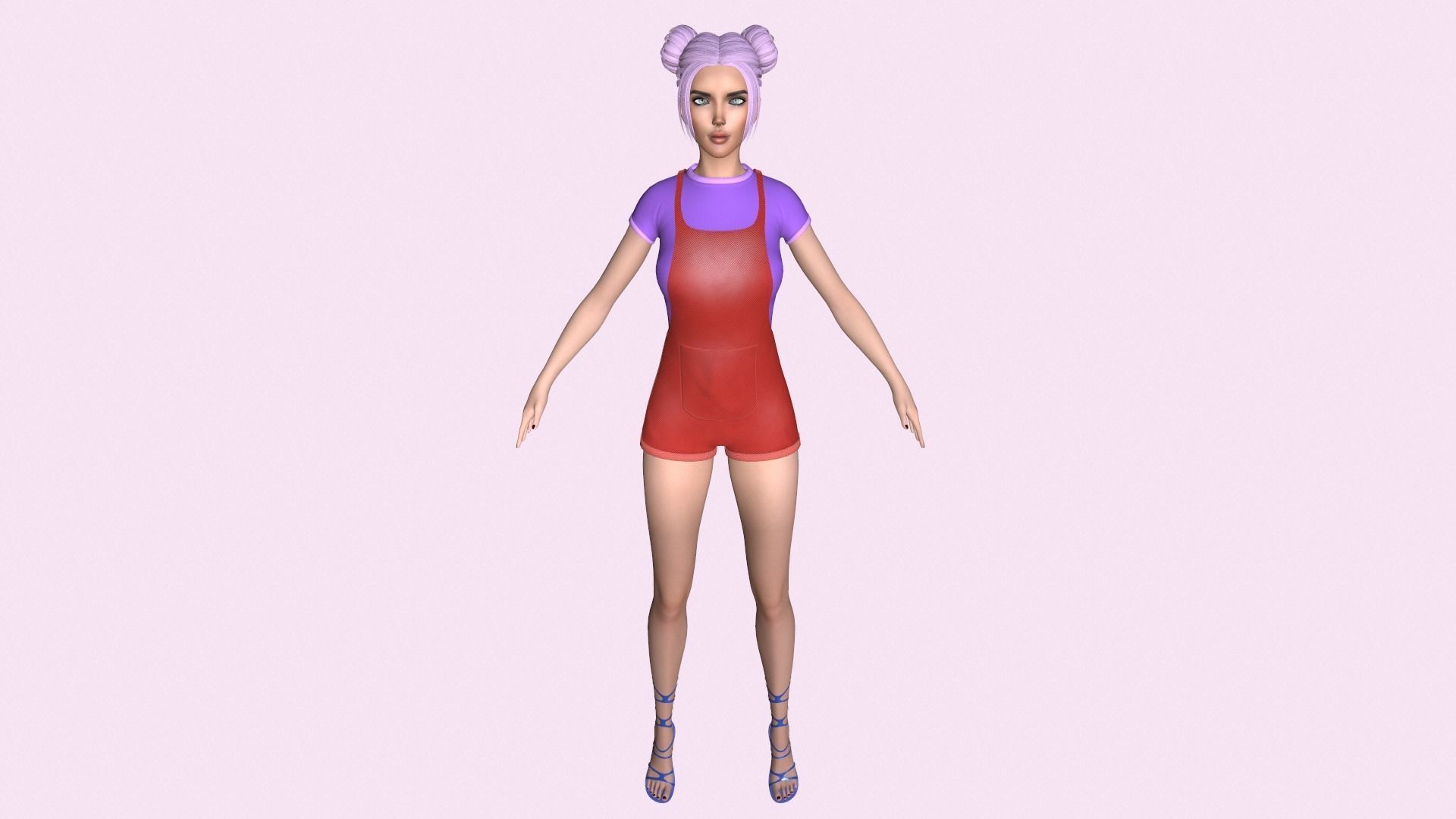 Maya Modular Girl 7 Low-poly 3D model_2