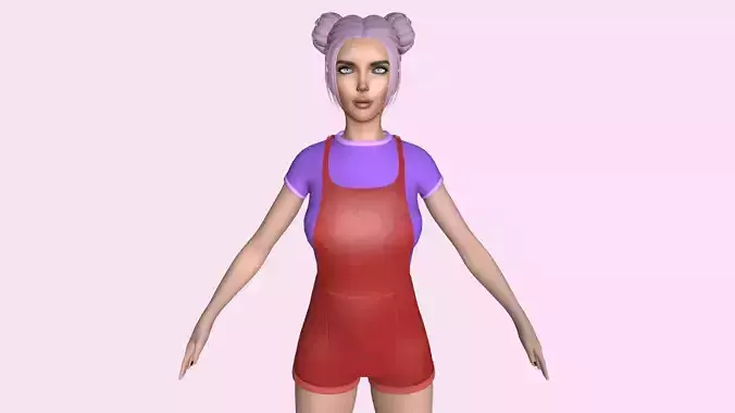 Maya Modular Girl 7 Low-poly 3D model