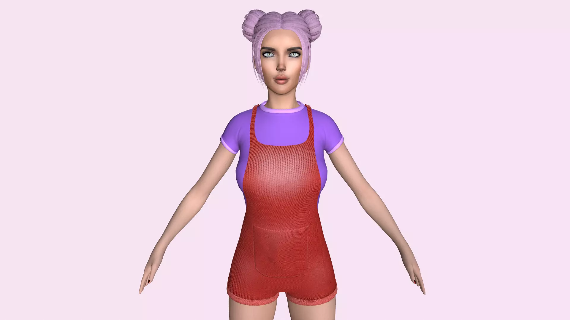 Maya Modular Girl 7 Low-poly 3D model_0