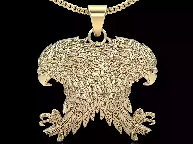 Two eagles pendant silver gold printable jewelry 3D model