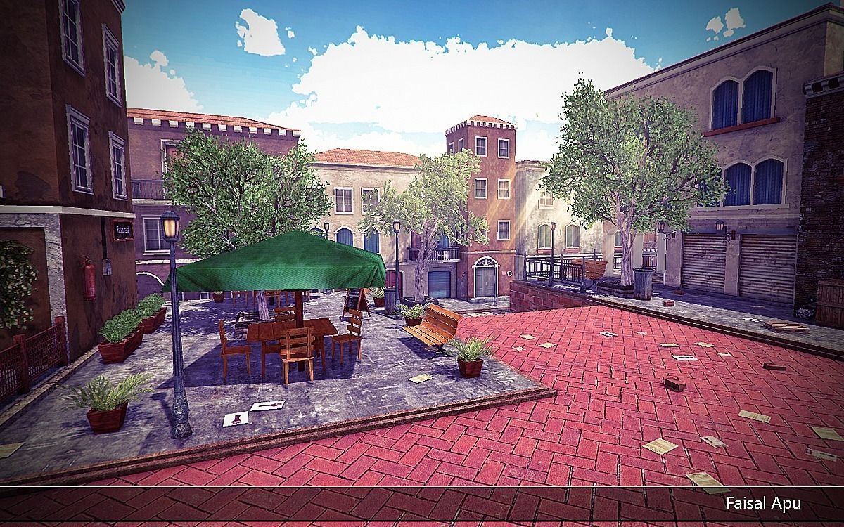 Venice Town Low-poly 3D model_5