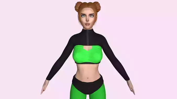 Maya Modular Girl 8 Low-poly 3D model