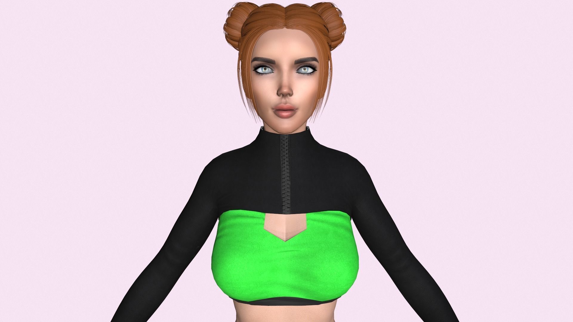 Maya Modular Girl 8 Low-poly 3D model_5