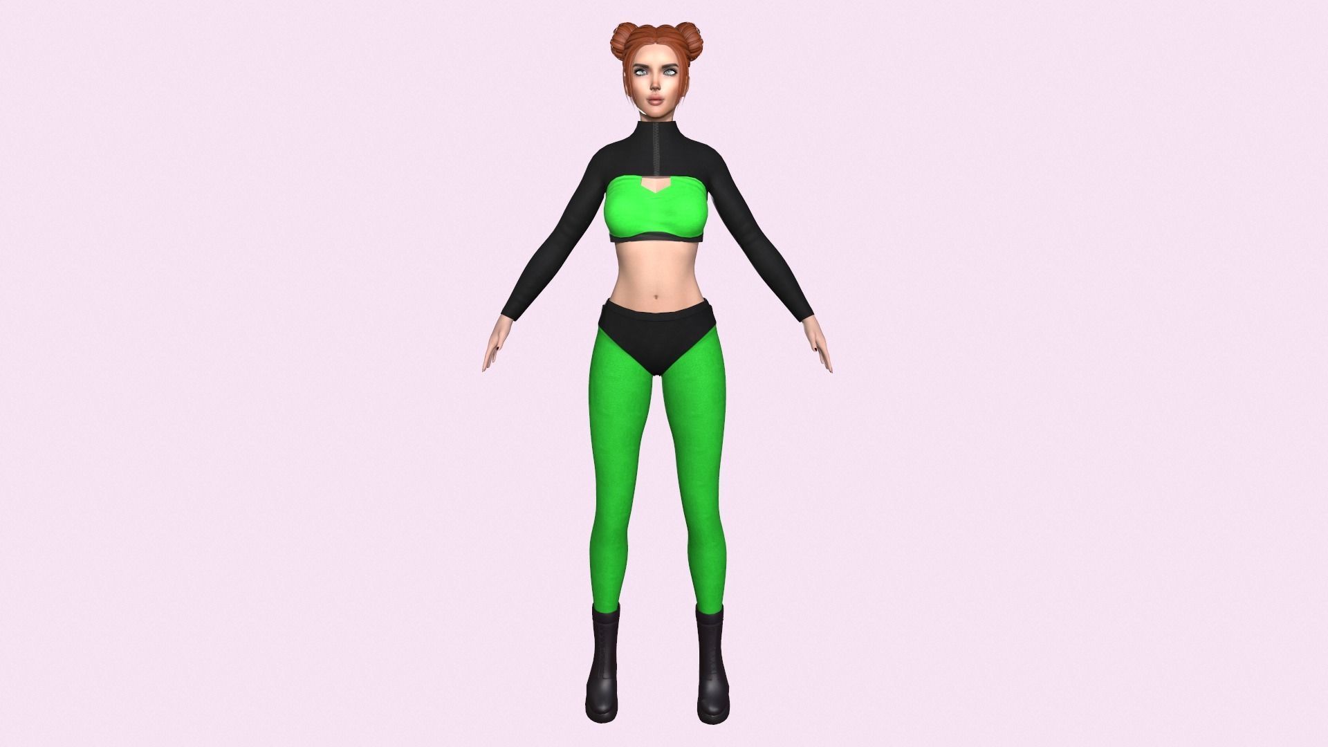 Maya Modular Girl 8 Low-poly 3D model_2