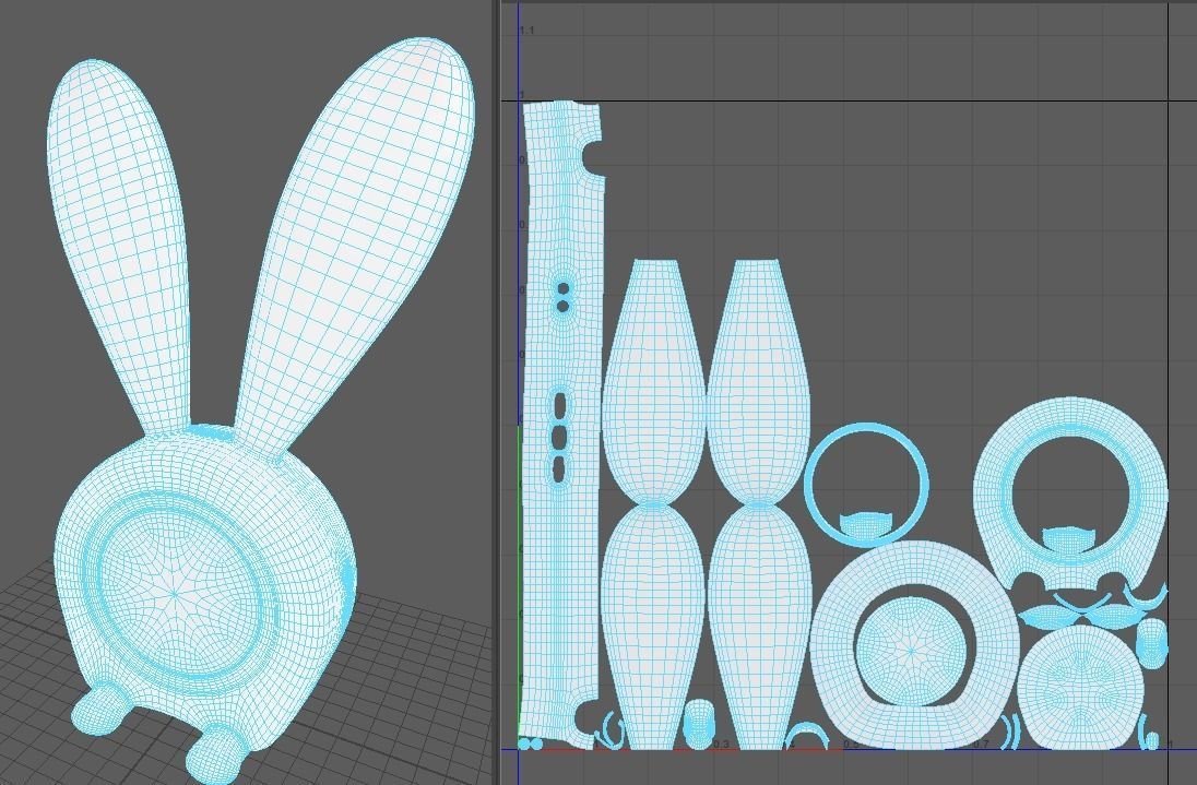 Stylist Rabbit Clock 3D model_7