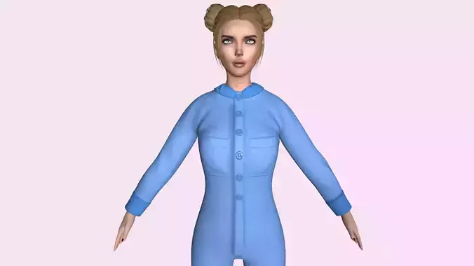 Maya Modular Girl 9 Low-poly 3D model
