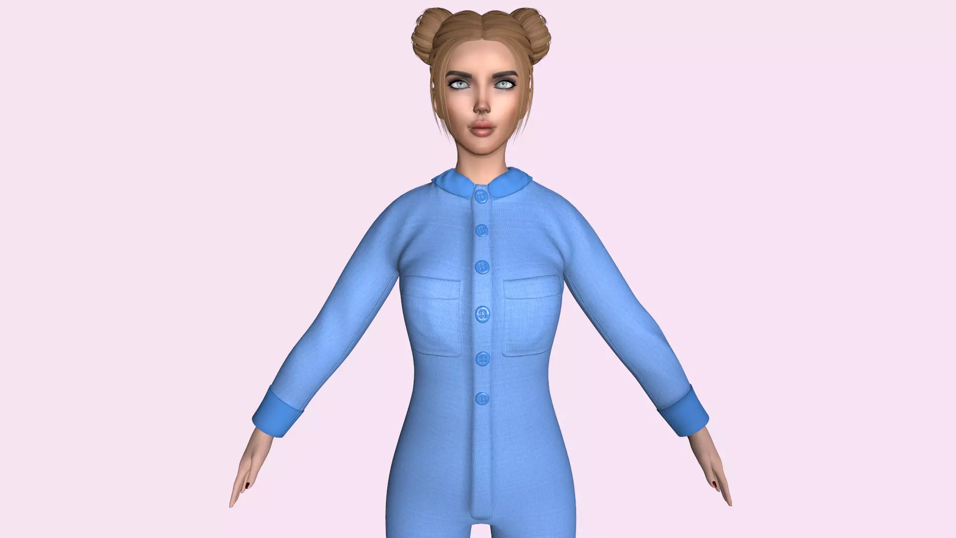 Maya Modular Girl 9 Low-poly 3D model_0