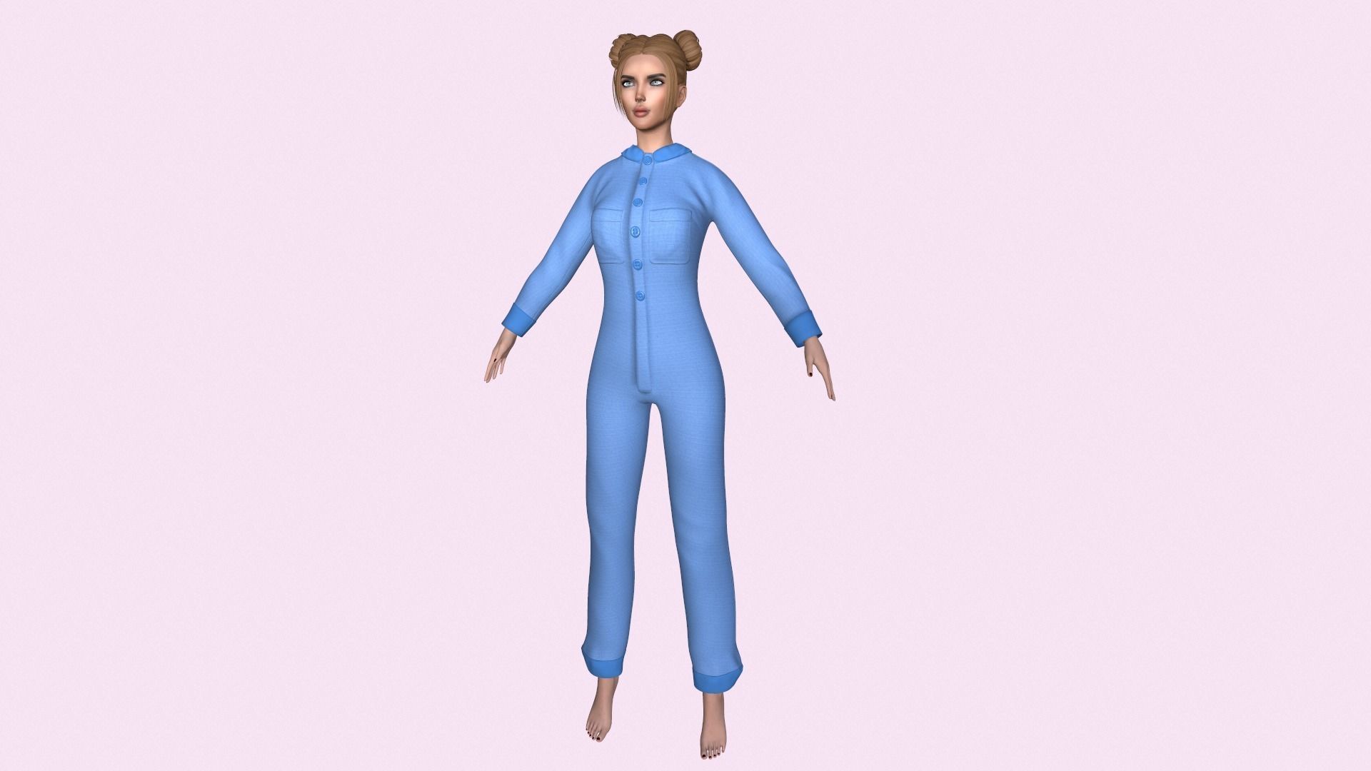 Maya Modular Girl 9 Low-poly 3D model_4