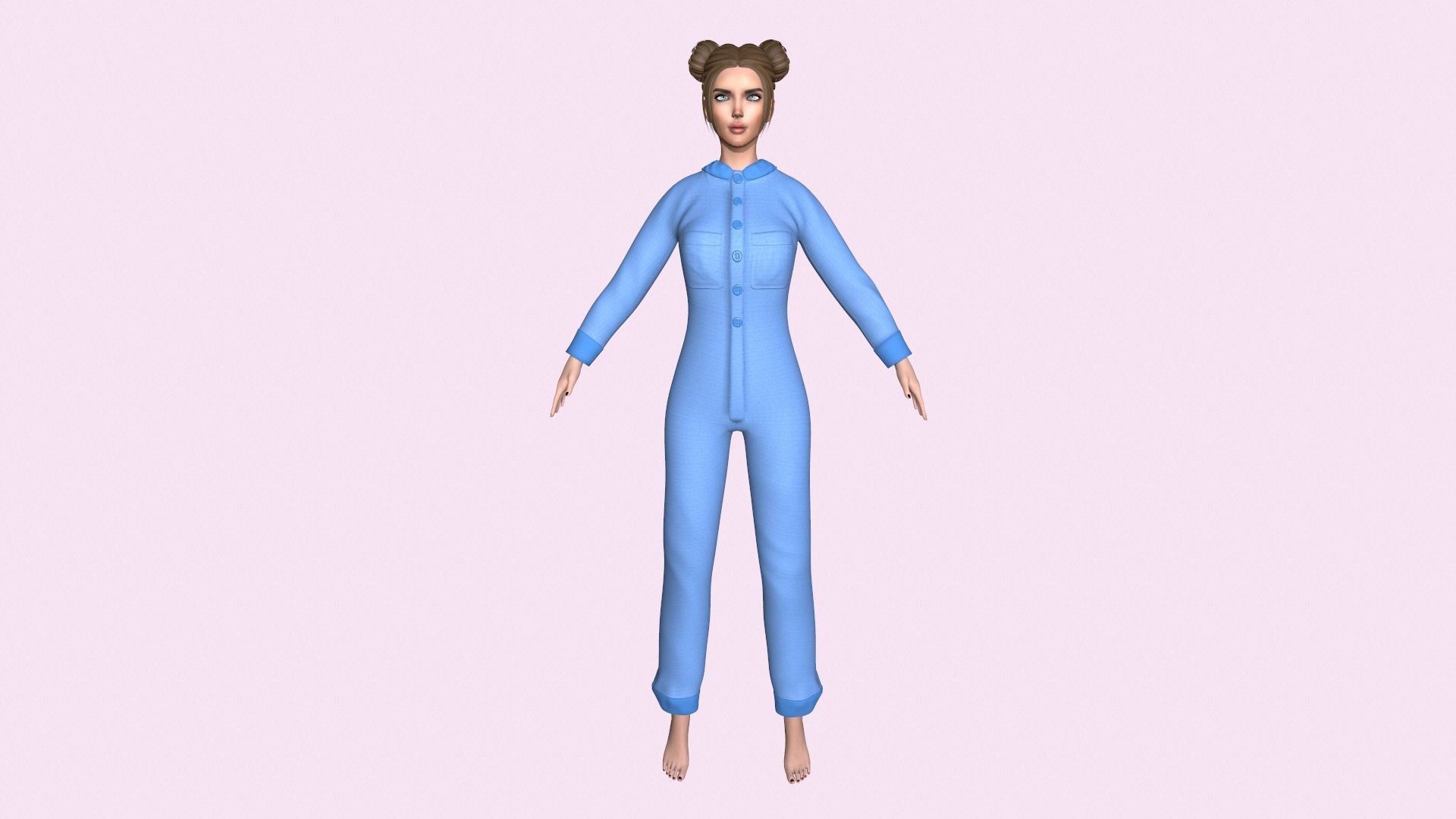 Maya Modular Girl 9 Low-poly 3D model_2