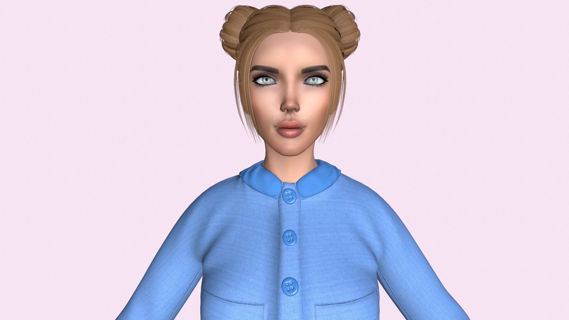 Maya Modular Girl 9 Low-poly 3D model_5