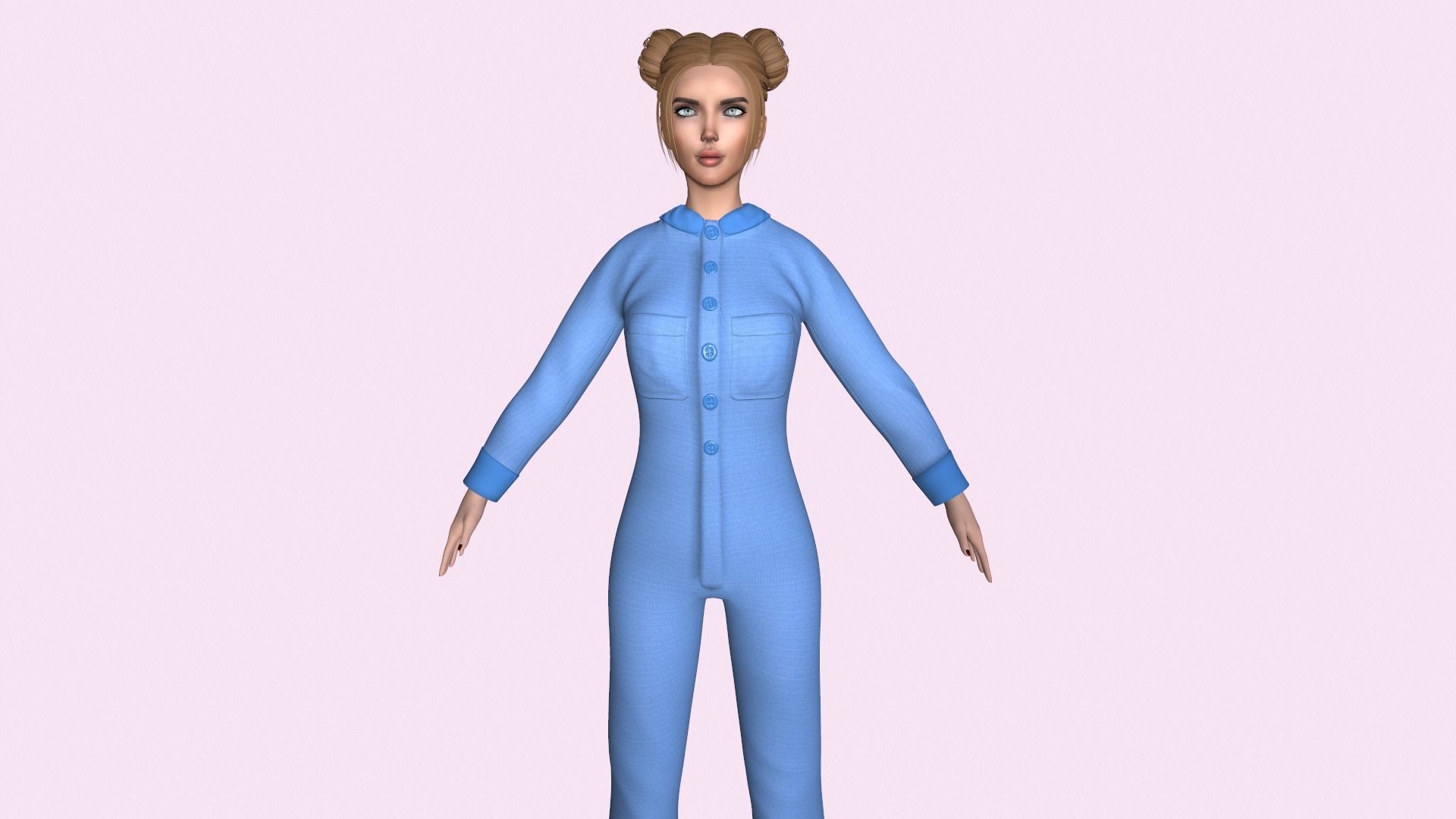 Maya Modular Girl 9 Low-poly 3D model_6