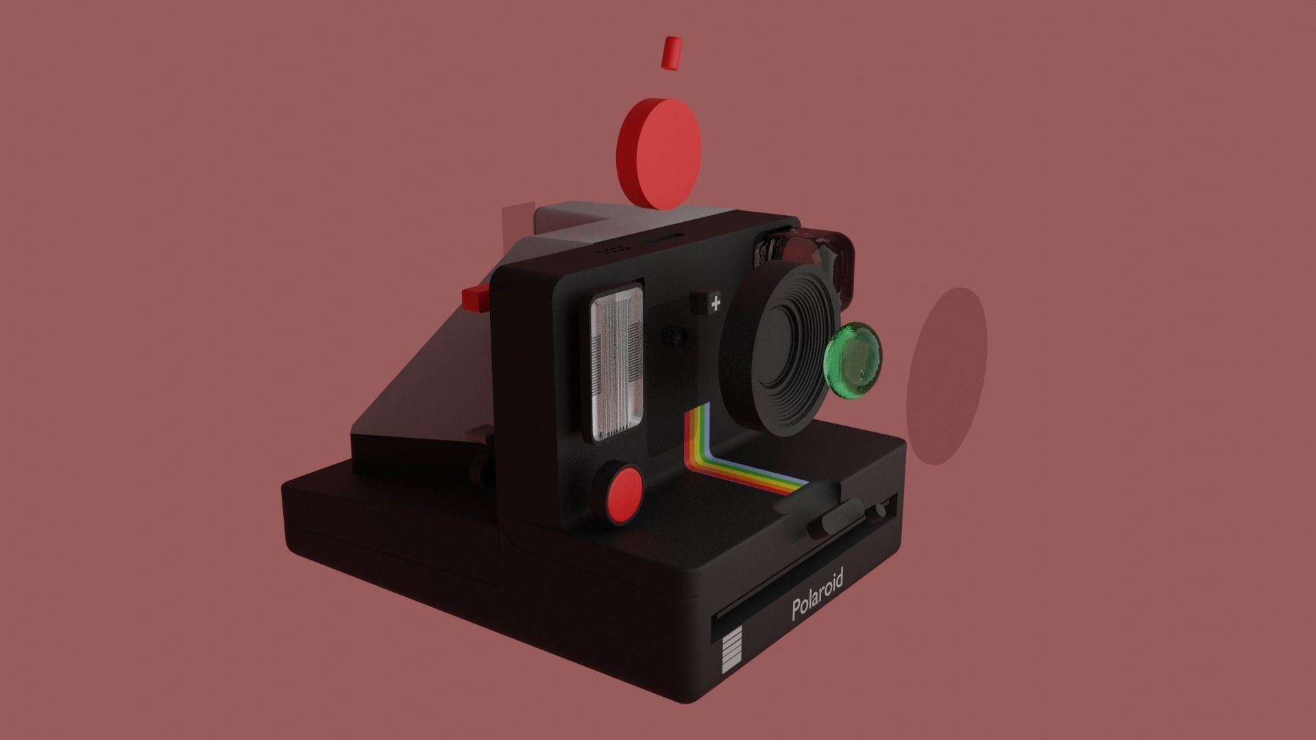 Camera Polaroid one step plus black and white 3D model_5