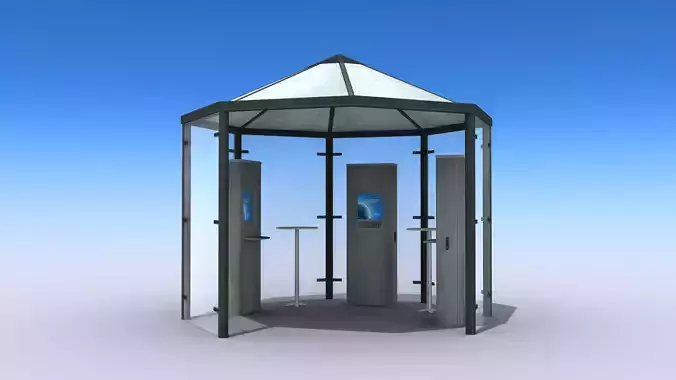 Multimedia Kiosk Low-poly 3D model