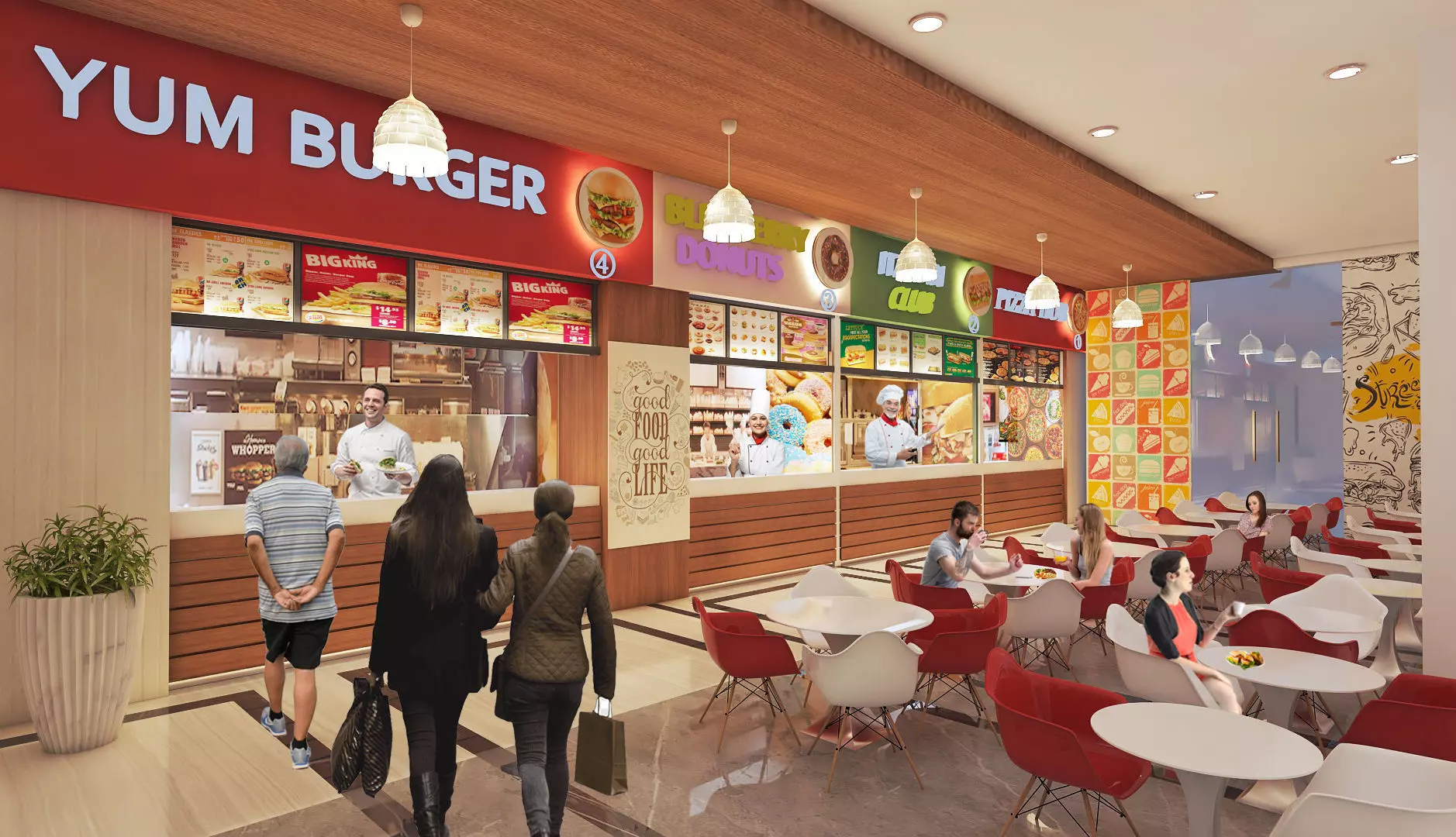 FOOD COURT DESIGN Low-poly 3D model_0