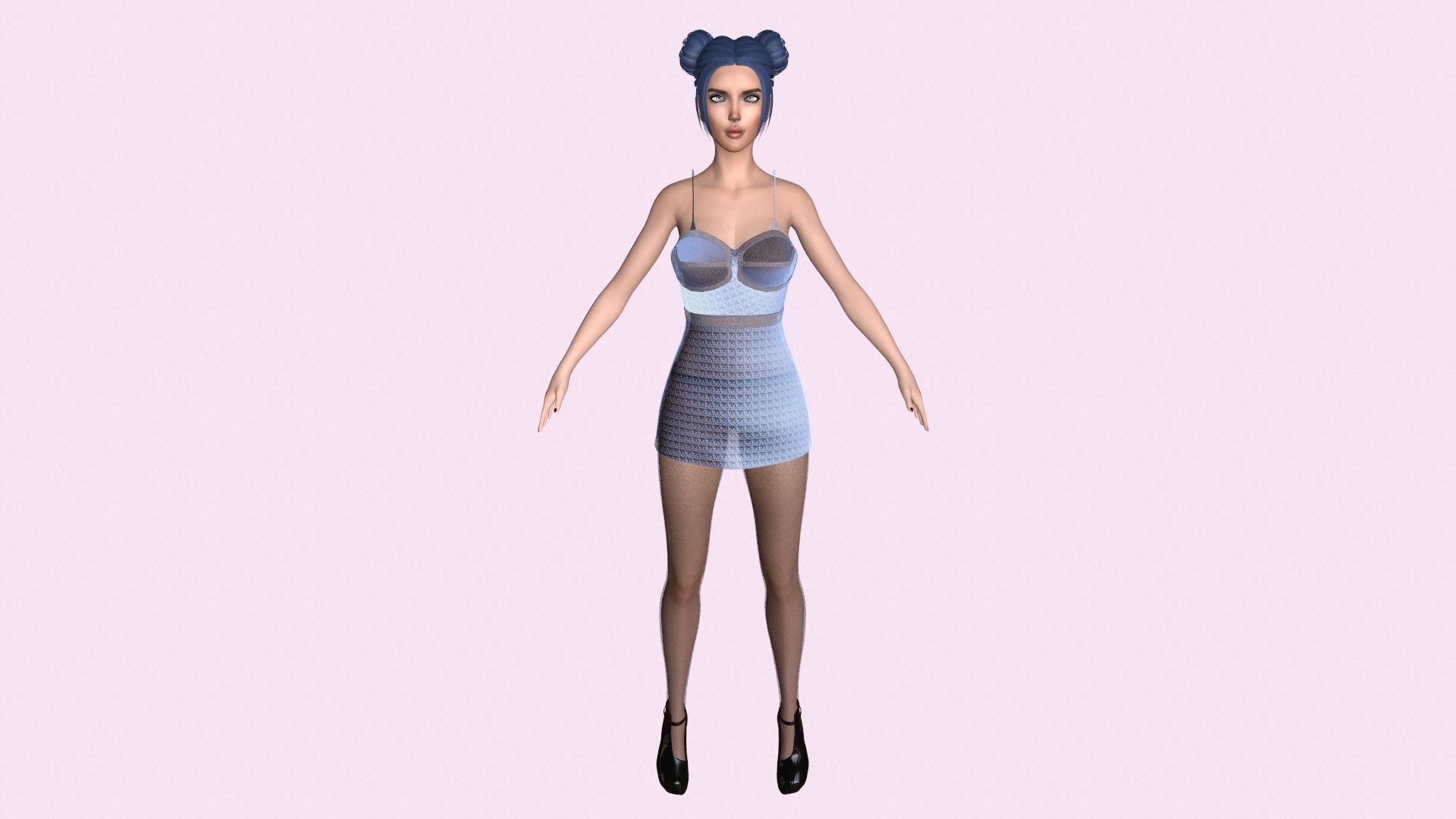 Maya Modular Girl 10 Low-poly 3D model_2
