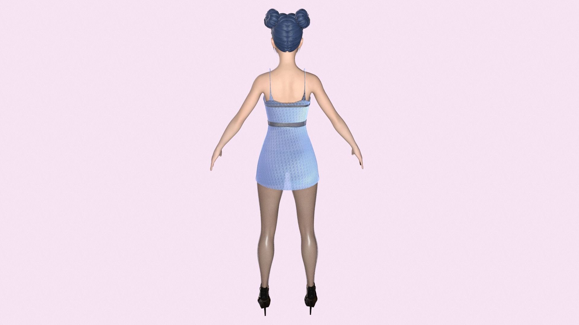 Maya Modular Girl 10 Low-poly 3D model_3