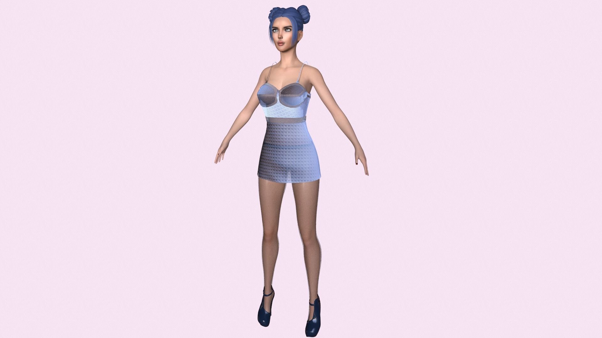 Maya Modular Girl 10 Low-poly 3D model_4