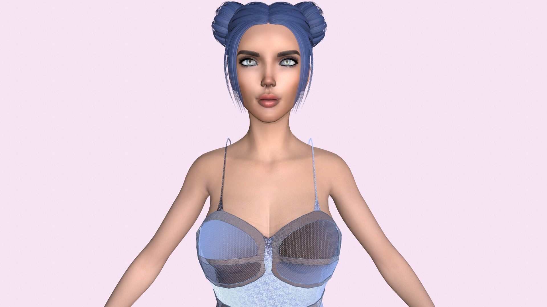 Maya Modular Girl 10 Low-poly 3D model_5