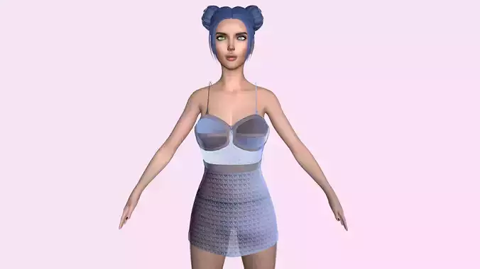 Maya Modular Girl 10 Low-poly 3D model