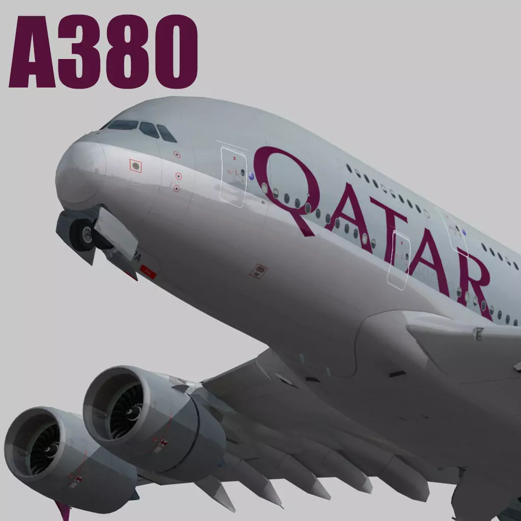 Airbus 380-8 Qatar Airways livery Low-poly 3D model_0