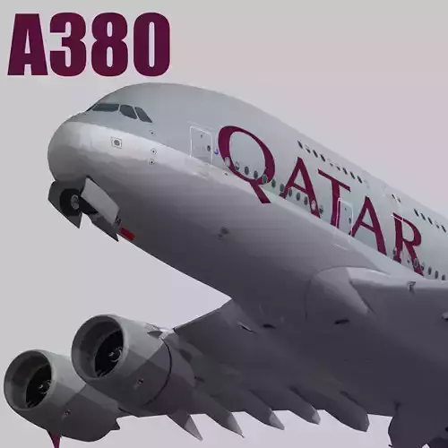 Airbus 380-8 Qatar Airways livery Low-poly 3D model Airbus 380-8 Qatar Airways livery Low-poly 3D model