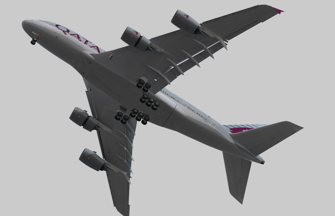Airbus 380-8 Qatar Airways livery Low-poly 3D model_1