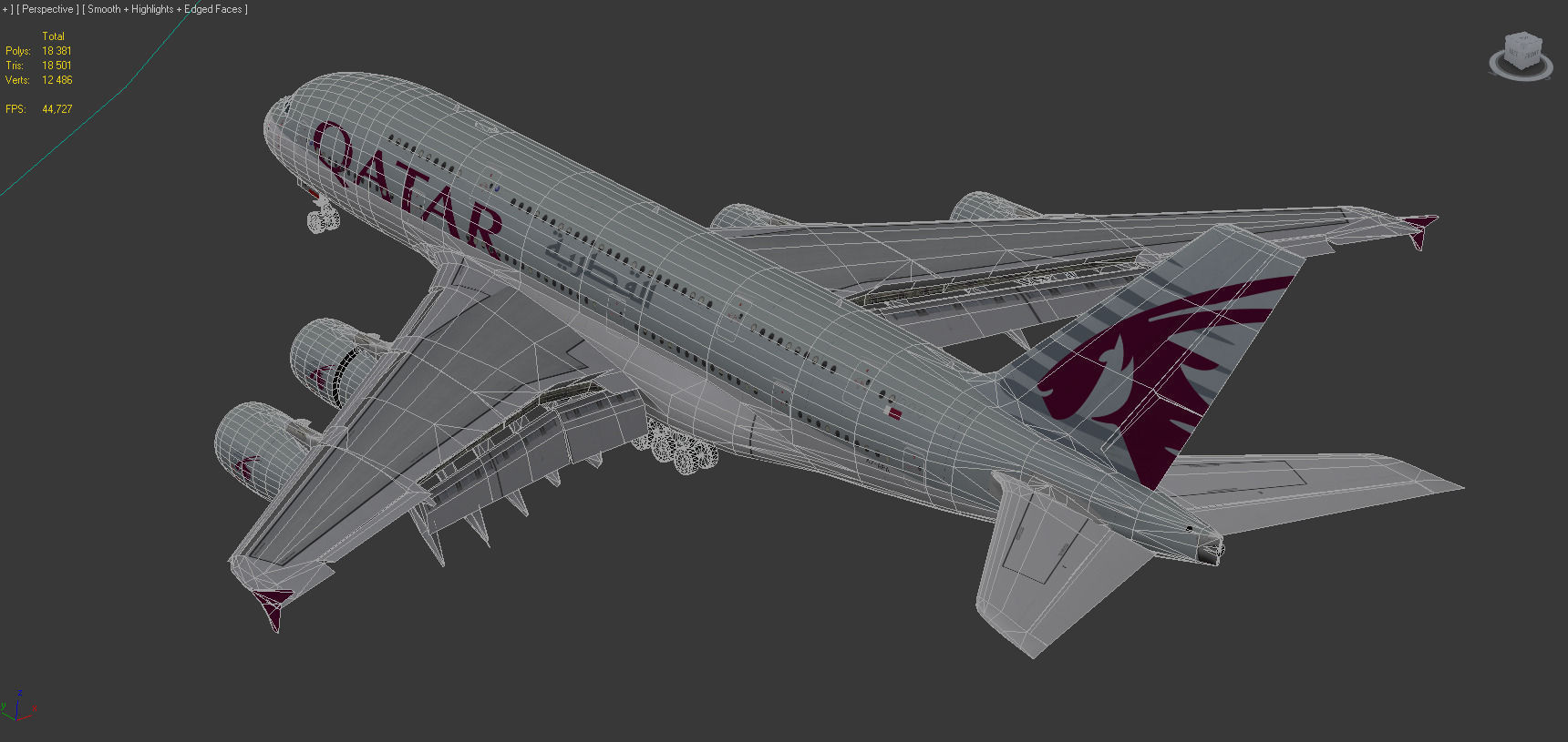 Airbus 380-8 Qatar Airways livery Low-poly 3D model_16