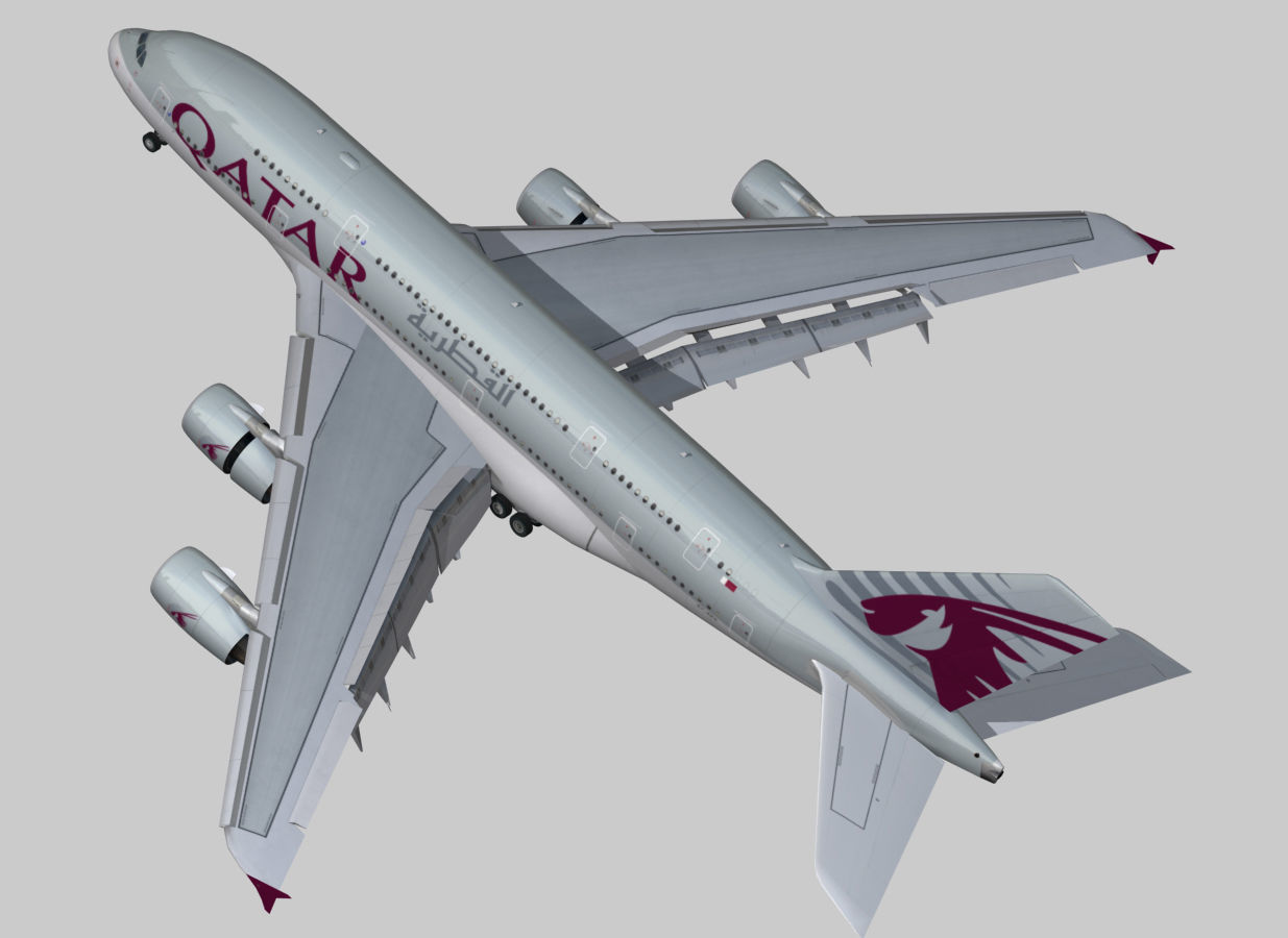 Airbus 380-8 Qatar Airways livery Low-poly 3D model_2