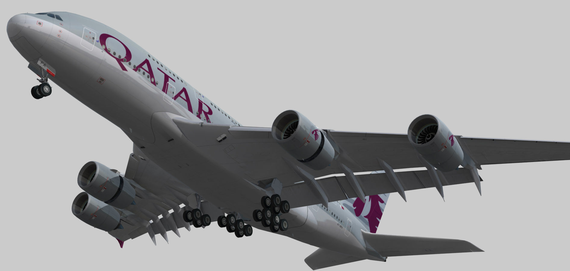 Airbus 380-8 Qatar Airways livery Low-poly 3D model_15