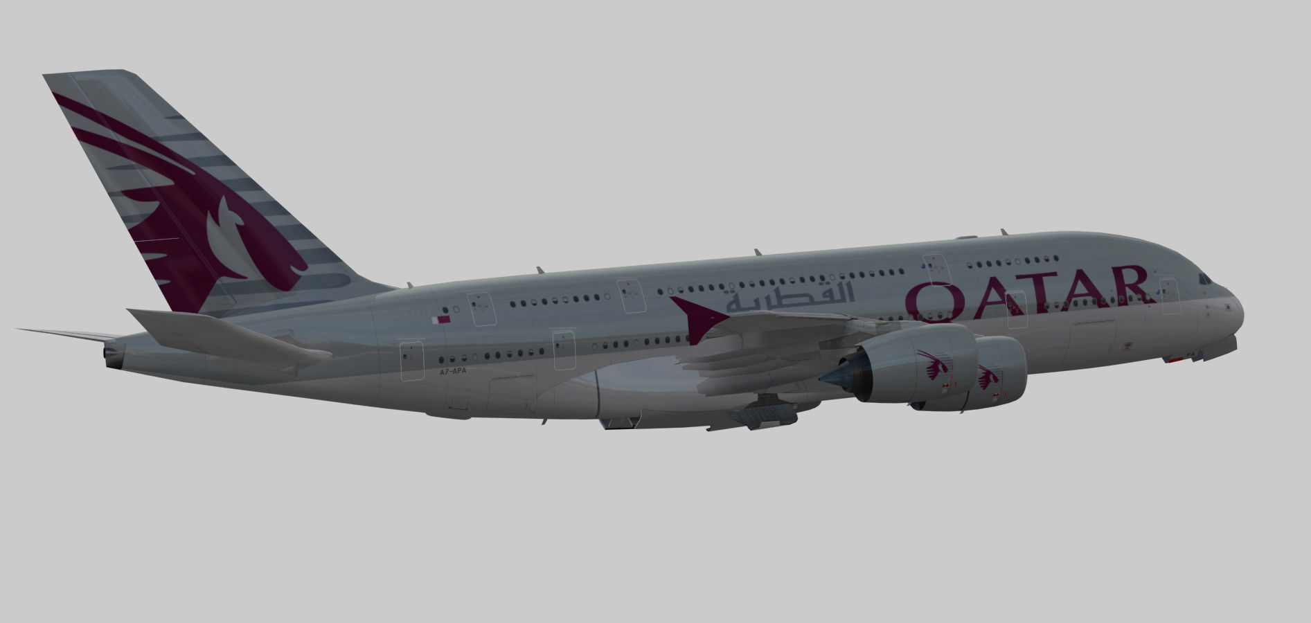 Airbus 380-8 Qatar Airways livery Low-poly 3D model_13