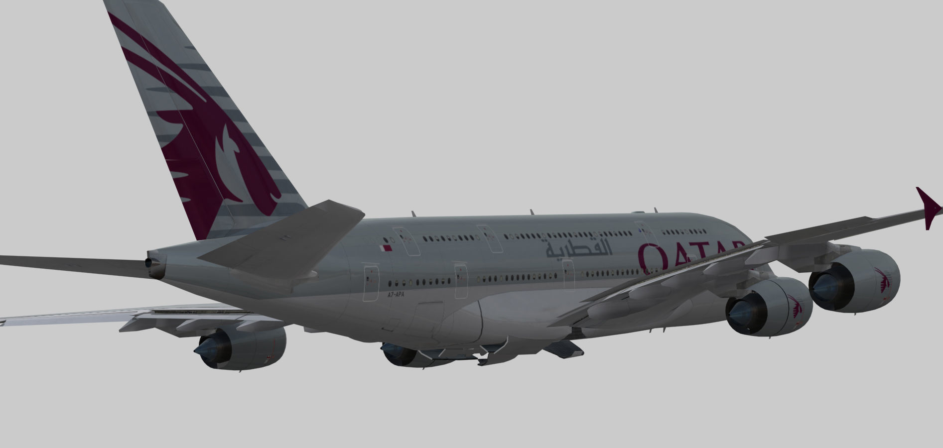 Airbus 380-8 Qatar Airways livery Low-poly 3D model_14