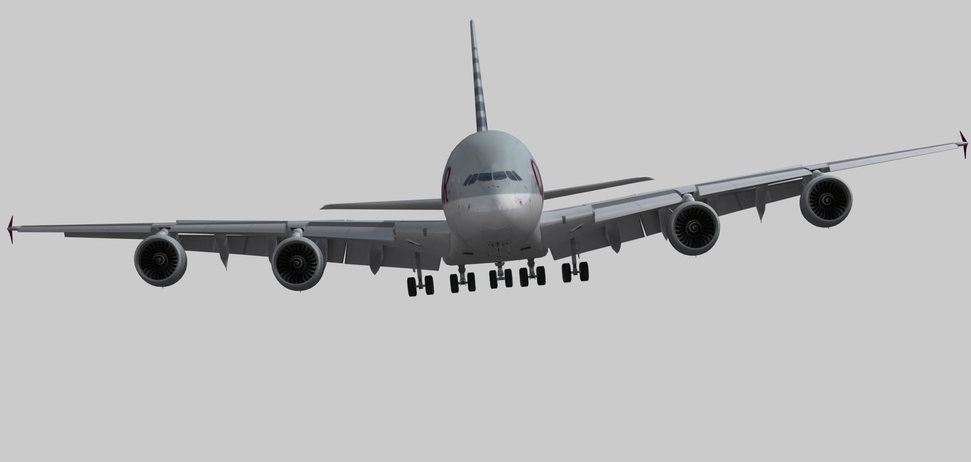 Airbus 380-8 Qatar Airways livery Low-poly 3D model_3