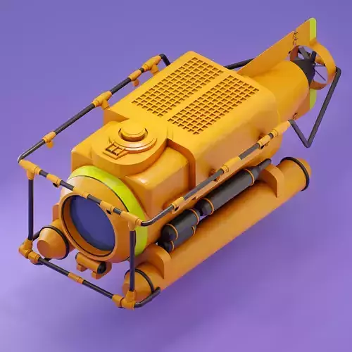 Low-poly Submarine 3D model orange
