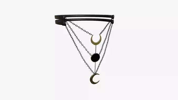 Gothic Collar H02 Black Gold - Character Fashion Design Low-poly 3D model