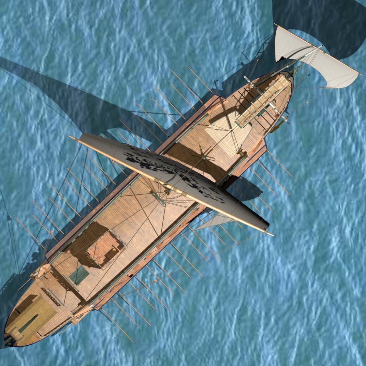 Roman Bireme Outside Lowpoly Low-poly 3D model_21