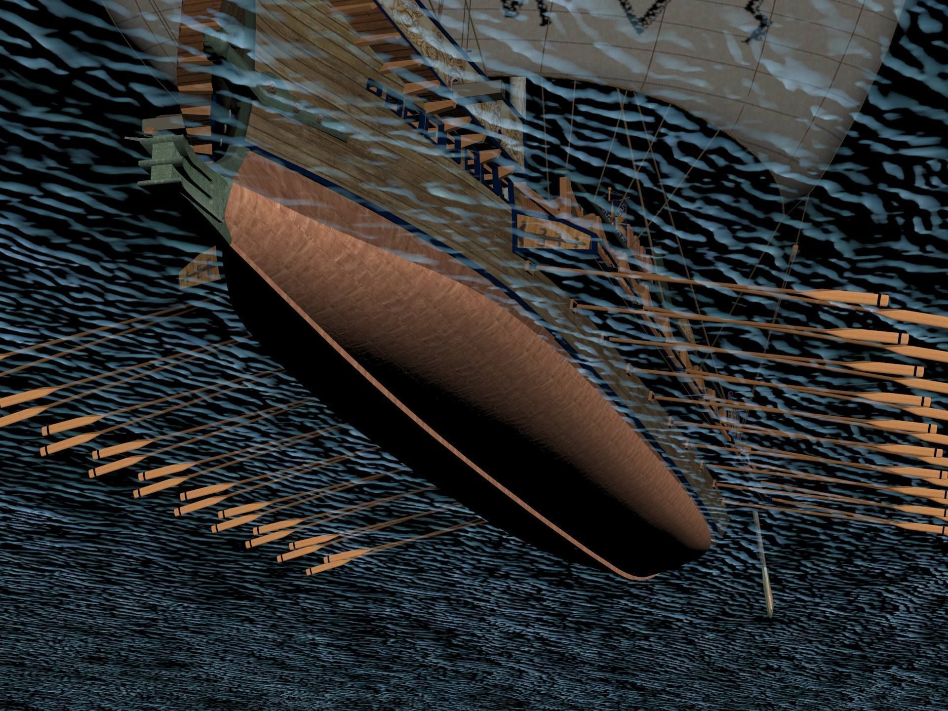 Roman Bireme Outside Lowpoly Low-poly 3D model_11