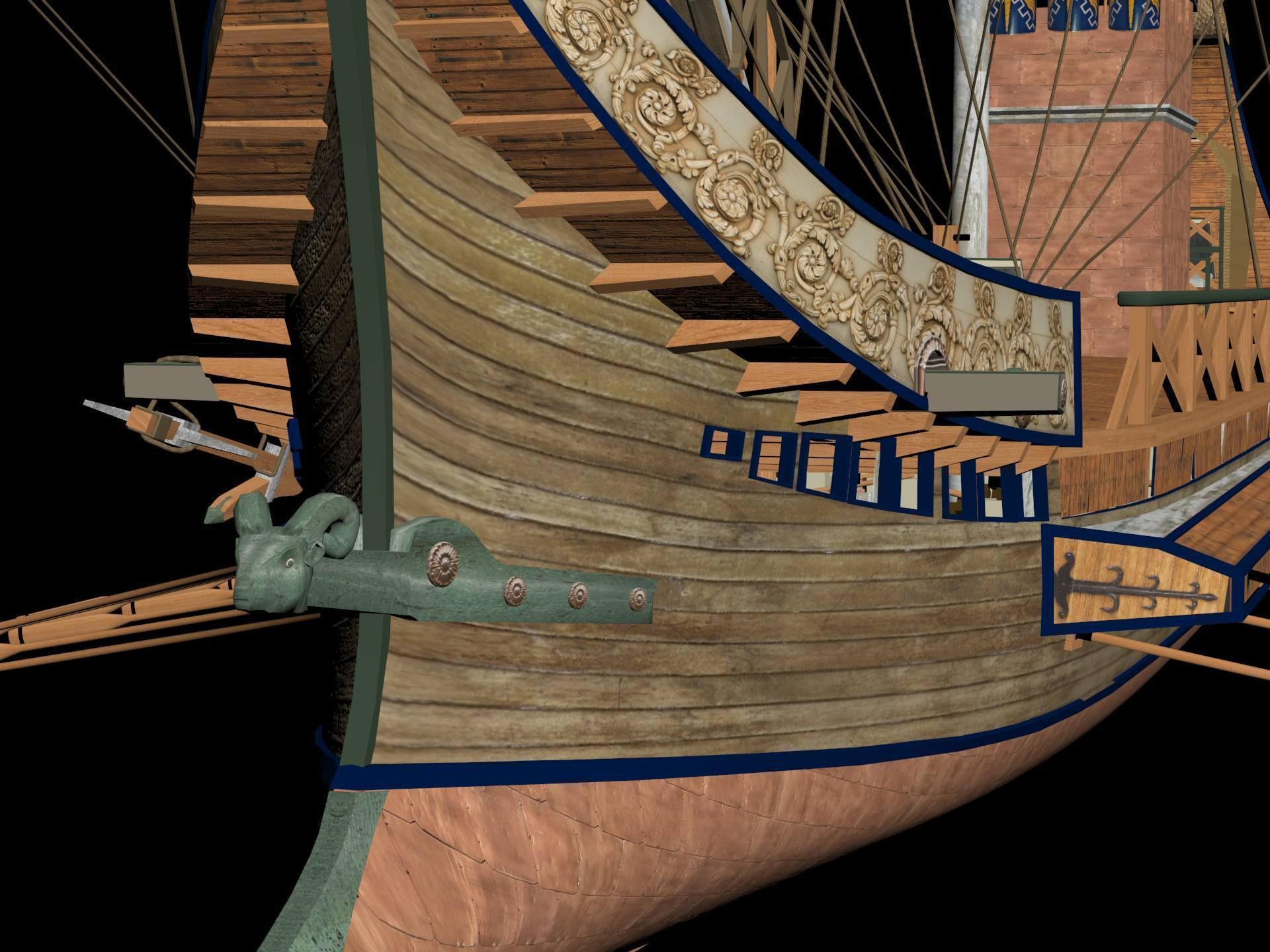 Roman Bireme Outside Lowpoly Low-poly 3D model_12