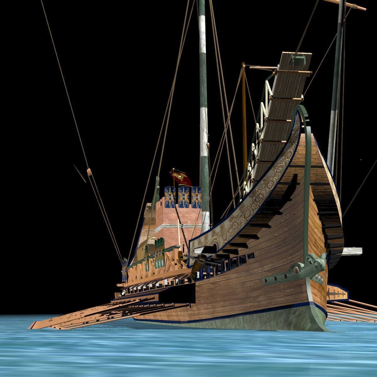 Roman Bireme Outside Lowpoly Low-poly 3D model_16