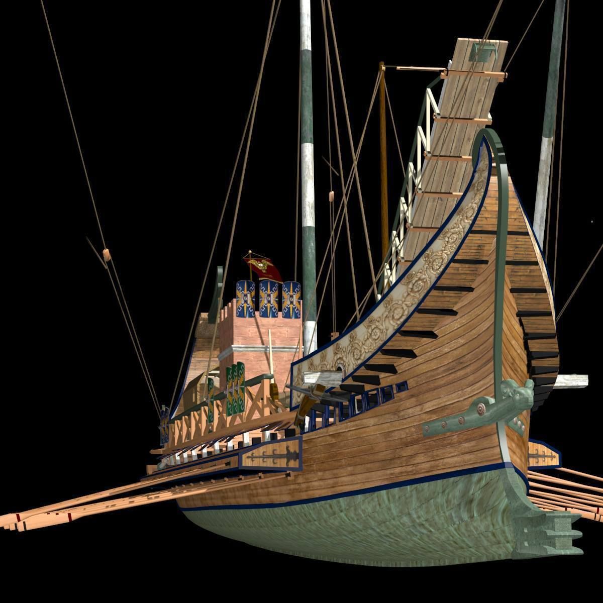 Roman Bireme Outside Lowpoly Low-poly 3D model_18