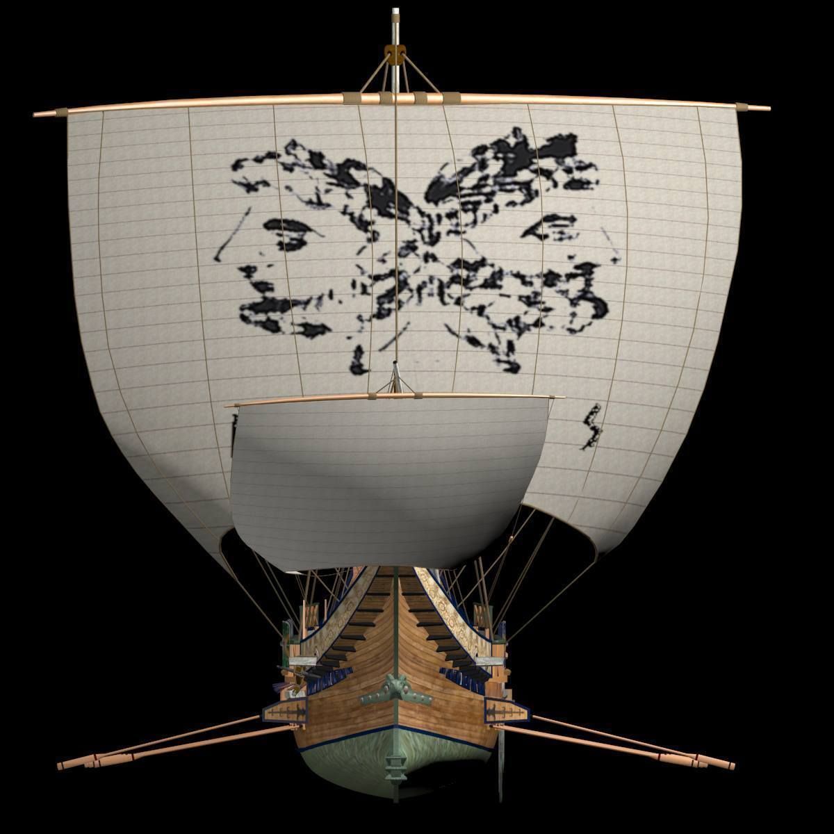 Roman Bireme Outside Lowpoly Low-poly 3D model_23