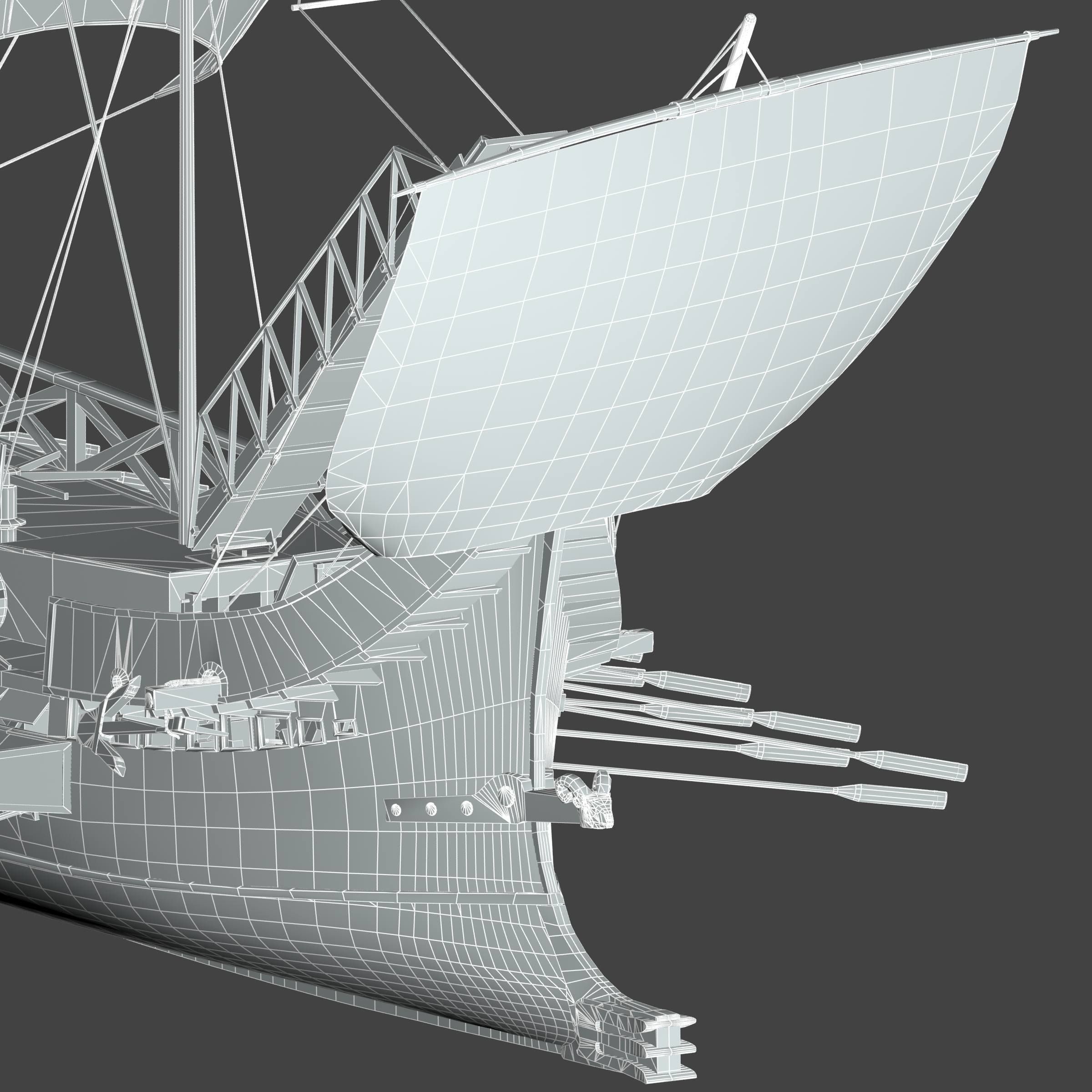Roman Bireme Outside Lowpoly Low-poly 3D model_25