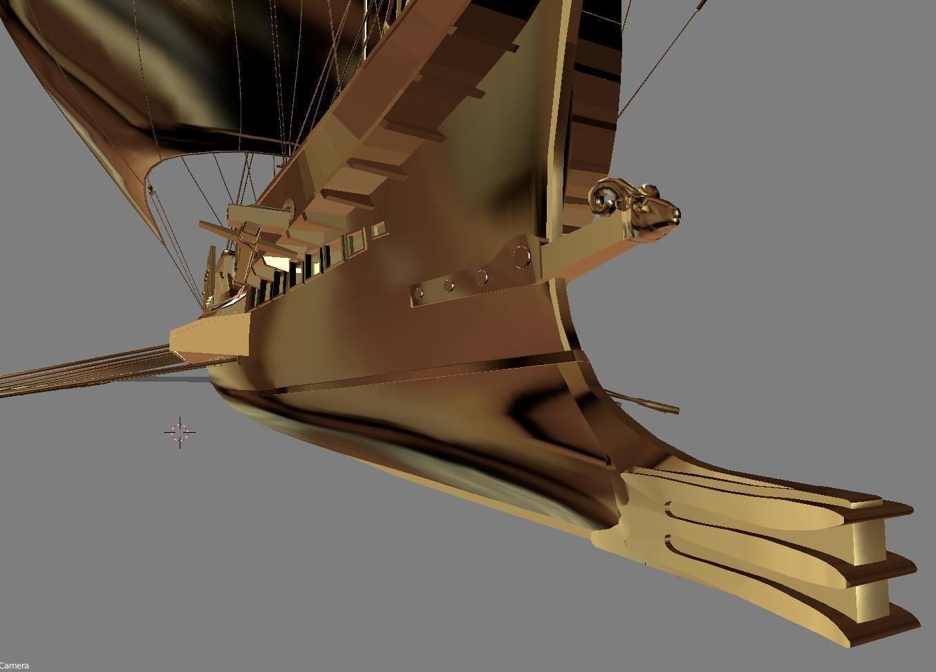 Roman Bireme Outside Lowpoly Low-poly 3D model_2