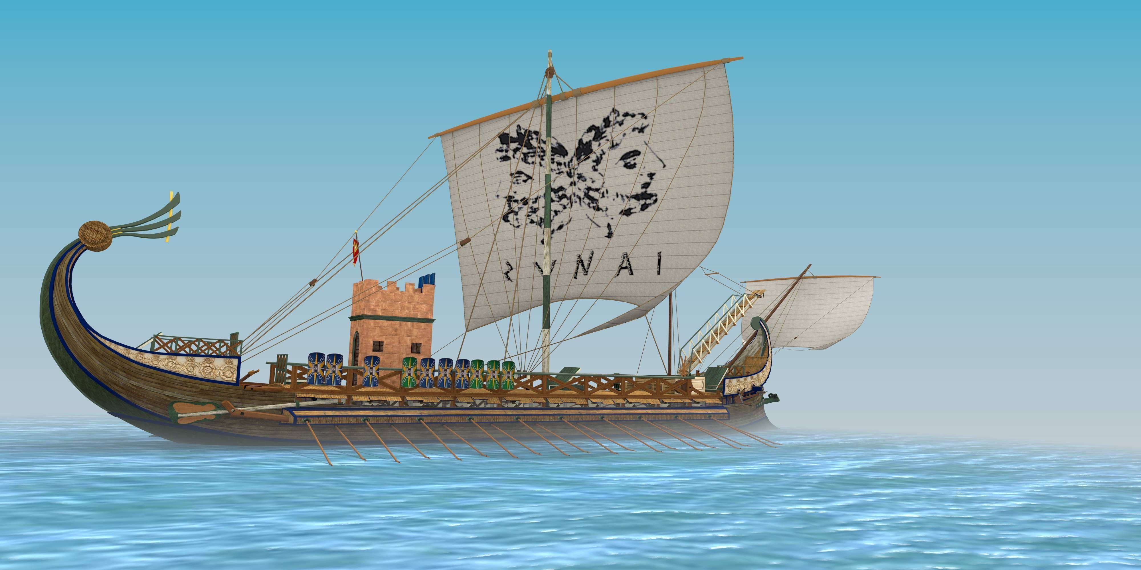 Roman Bireme Outside Lowpoly Low-poly 3D model_8