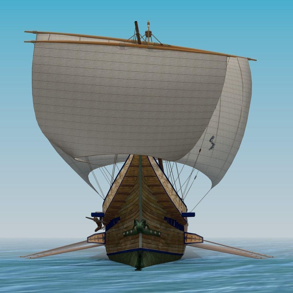 Roman Bireme Outside Lowpoly Low-poly 3D model_5